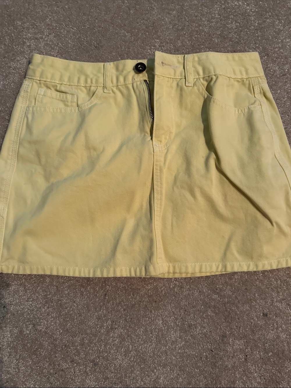 SMITH Yellow Mini Skirt with Front Button